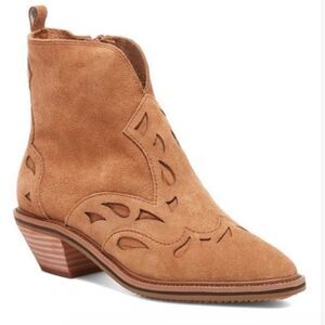 Kelsi Dagger Anthropologie Mocha Cliff Suede Ankle Boots Size 8.5 Western Cowboy